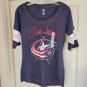NHL Columbus Blue Jackets Navy Red Graphic Tee